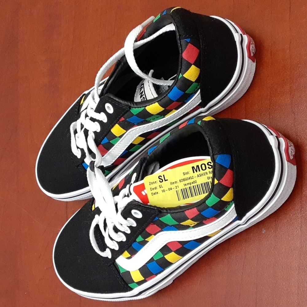 LAST CALL!! Vans Ward Rainbow Checkered Youth Shoes Sz 3 - Picture 2 of 7